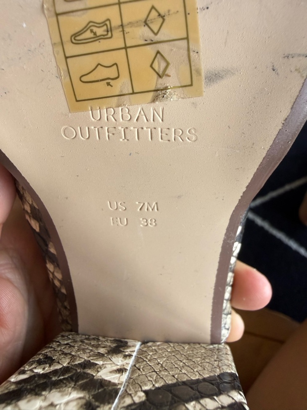 Urban Outfitters Snake-Print Slide Mules in Beige and Black - Picture 3 of 4